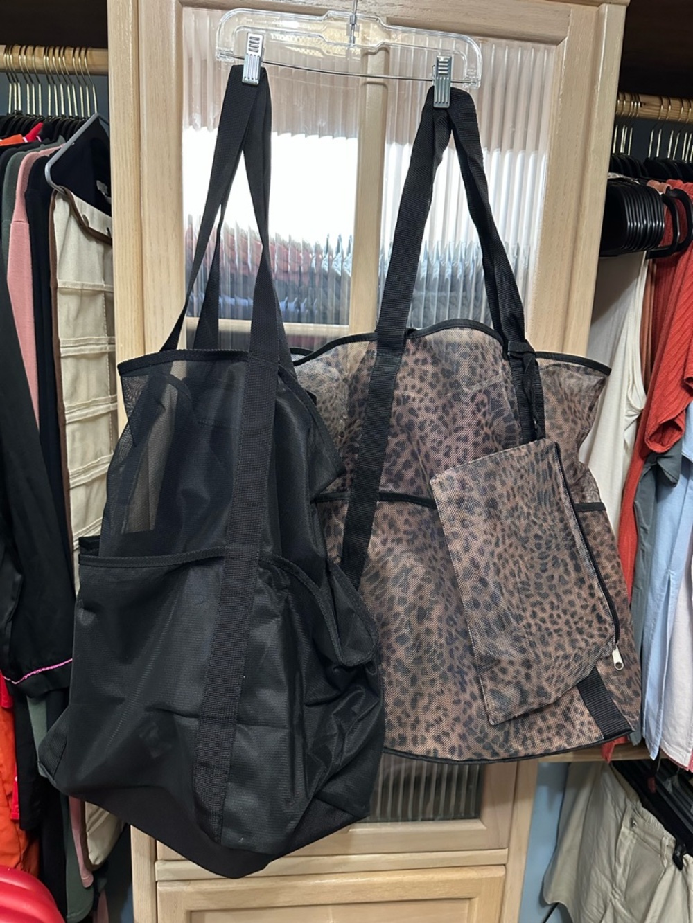Versatile Leopard Print Tote and a black tote